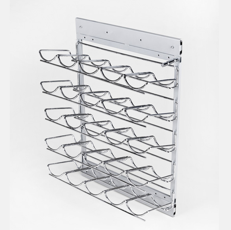 Выдвижная бутылочница с шариковыми направляющими бокового крепления , с креплением для выдвижных фасадов, с доводчиком плавного закрывания